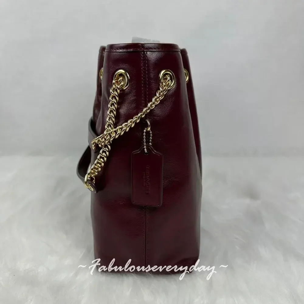 Coach Evelyn Shoulder Bag In Leather/Gold/Dark Wine CCZ79 NWT